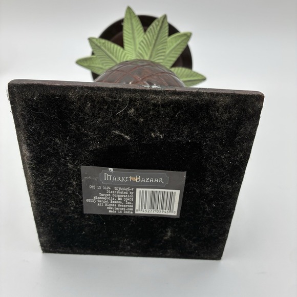 Vintage Heavy Pineapple Palm Tree tapered candle holder Metal/Bronze 7" in Tall - Picture 3 of 8